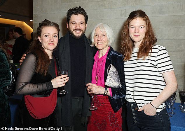 Kit Harington and Rose Leslie make a rare appearance together as they attend the Nye press night at the National Theatre