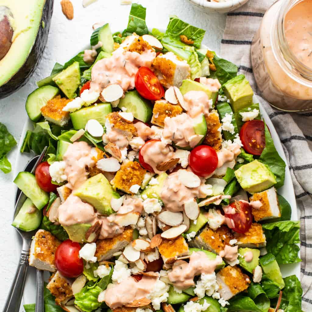Crispy Chicken Salad with Thousand Island Dressing