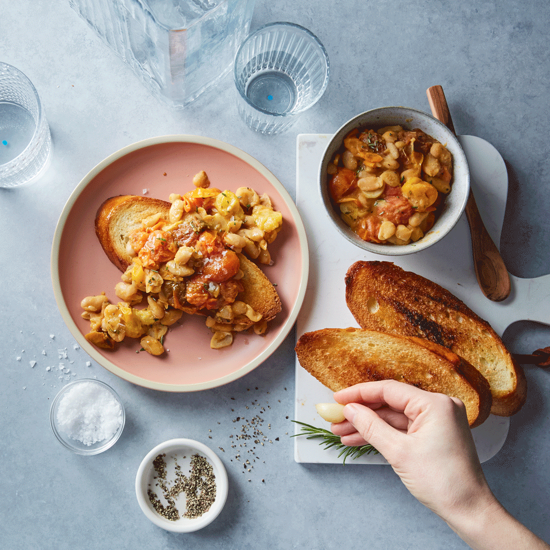 Tomato and White Bean Ragout With Toast