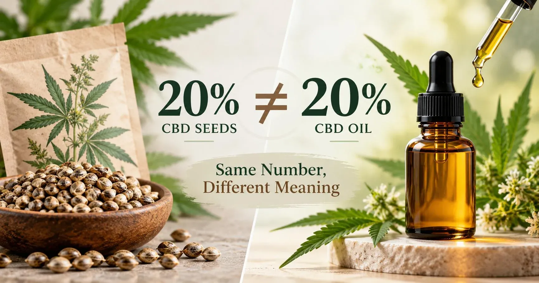 20% CBD Seeds vs 20% CBD Oil: Same Number, Completely Different Measurement